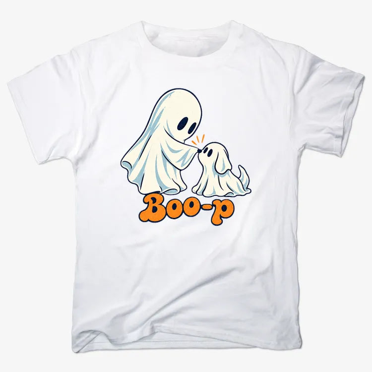 Boo-p cute ghost and puppy-Unisex Heavyweight T-Shirt-White