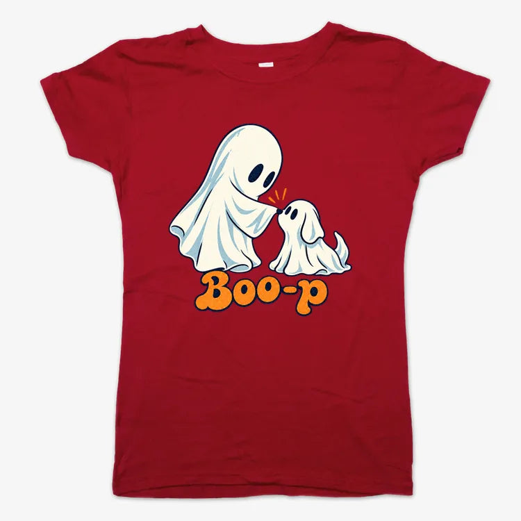 Boo-p cute ghost and puppy-Women's T-Shirt-Deep Red