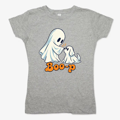 Boo-p cute ghost and puppy-Women's T-Shirt-Gray Granite