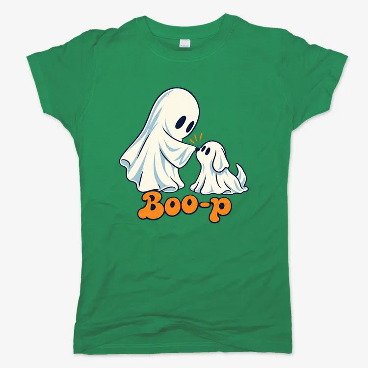 Boo-p cute ghost and puppy-Women's T-Shirt-Lucky Green