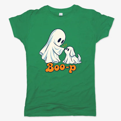 Boo-p cute ghost and puppy-Women's T-Shirt-Lucky Green