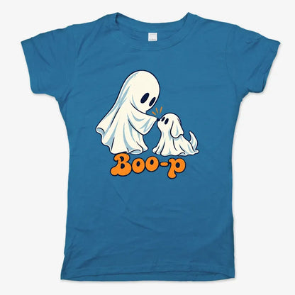 Boo-p cute ghost and puppy-Women's T-Shirt-Sky Blue
