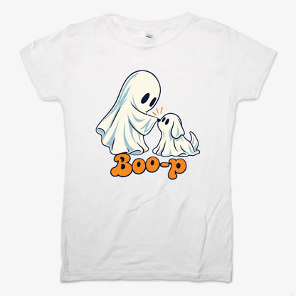 Boo-p cute ghost and puppy-Women's T-Shirt-Snow