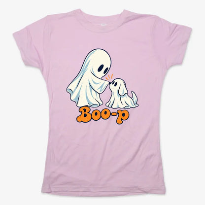Boo-p cute ghost and puppy-Women's T-Shirt-Soft Pink