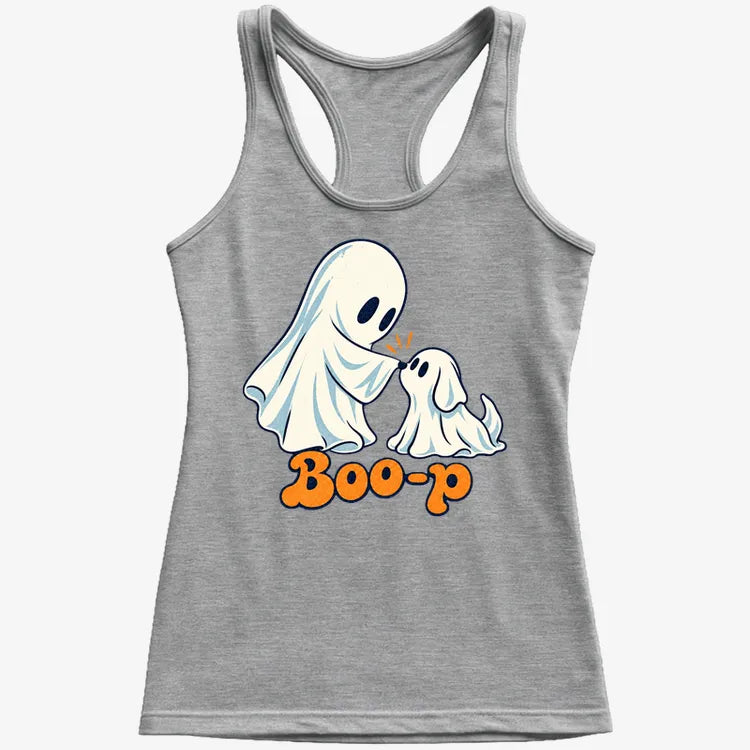 Boo-p cute ghost and puppy-Women's Tank Top-Gray Granite