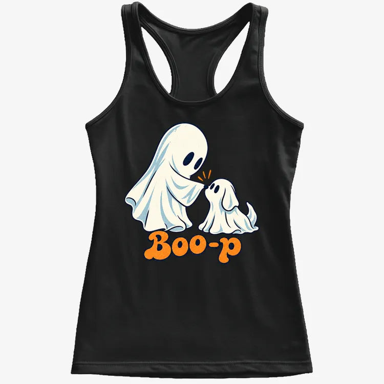 Boo-p cute ghost and puppy-Women's Tank Top-Midnight