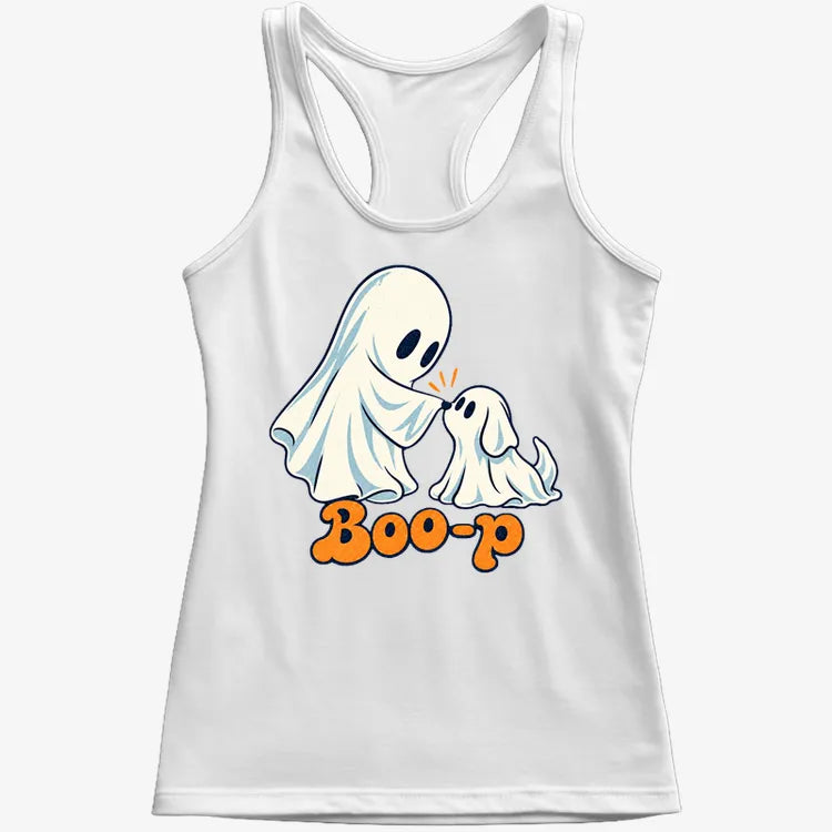 Boo-p cute ghost and puppy-Women's Tank Top-Snow