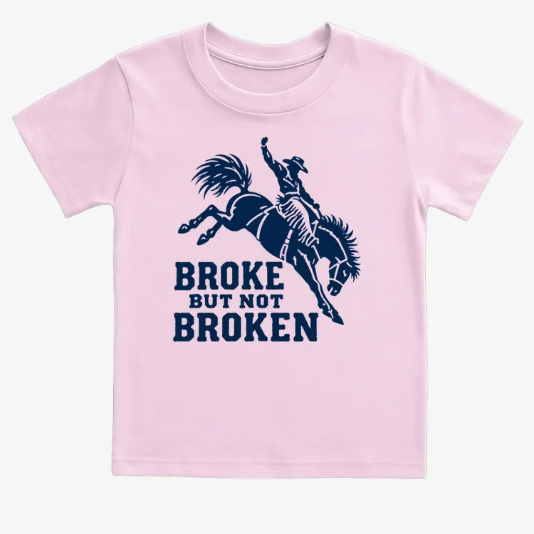 Broke but Not Broken-Kids T-Shirt-Pink