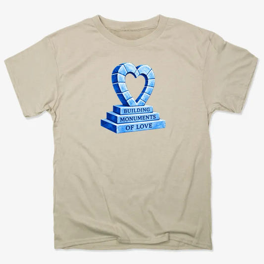 Building Monuments of Love-Unisex Heavyweight T-Shirt-Sand