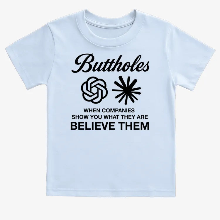 Buttholes: Believe them-Kids T-Shirt-Blue