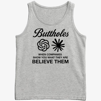 Buttholes: Believe them-Men's Tank Top-Gray Heather