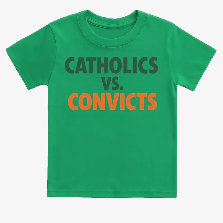 CATHOLICS vs. CONVICTS-Kids T-Shirt-Green