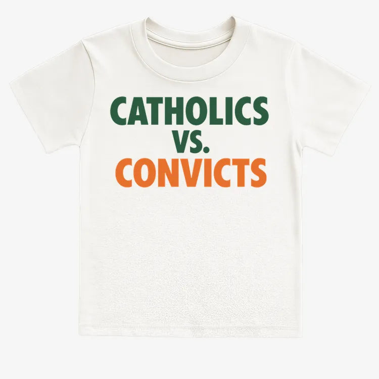 CATHOLICS vs. CONVICTS-Kids T-Shirt-White