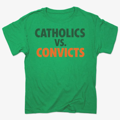 CATHOLICS vs. CONVICTS-Men's T-Shirt-Kelly Green Heather