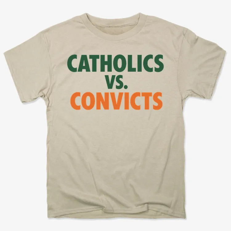 CATHOLICS vs. CONVICTS-Men's T-Shirt-Sand