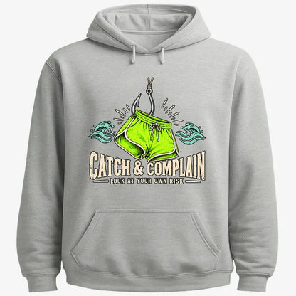 Catch & Complain Look at Your Own Risk-Hoodie-Gray Heather