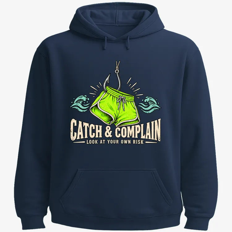 Catch & Complain Look at Your Own Risk-Hoodie-Navy Blue