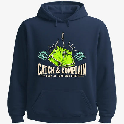 Catch & Complain Look at Your Own Risk-Hoodie-Navy Blue