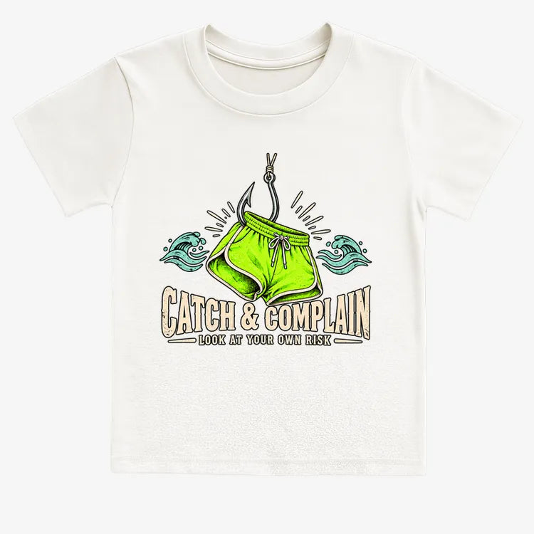Catch & Complain Look at Your Own Risk-Kids T-Shirt-White