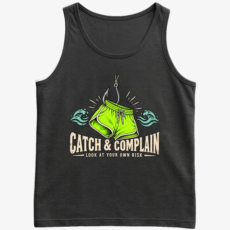 Catch & Complain Look at Your Own Risk-Men's Tank Top-Black