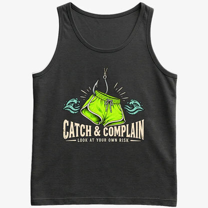 Catch & Complain Look at Your Own Risk-Men's Tank Top-Black