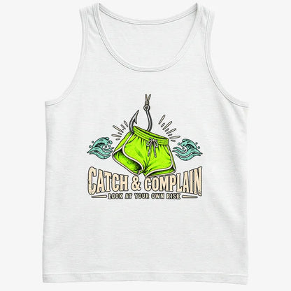 Catch & Complain Look at Your Own Risk-Men's Tank Top-White