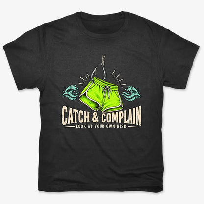 Catch & Complain Look at Your Own Risk-Unisex Heavyweight T-Shirt-Black