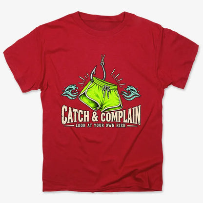 Catch & Complain Look at Your Own Risk-Unisex Heavyweight T-Shirt-Red