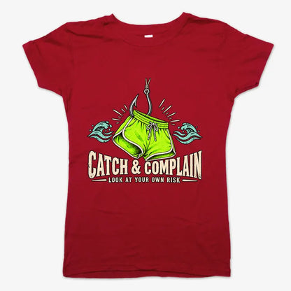 Catch & Complain Look at Your Own Risk-Women's T-Shirt-Deep Red