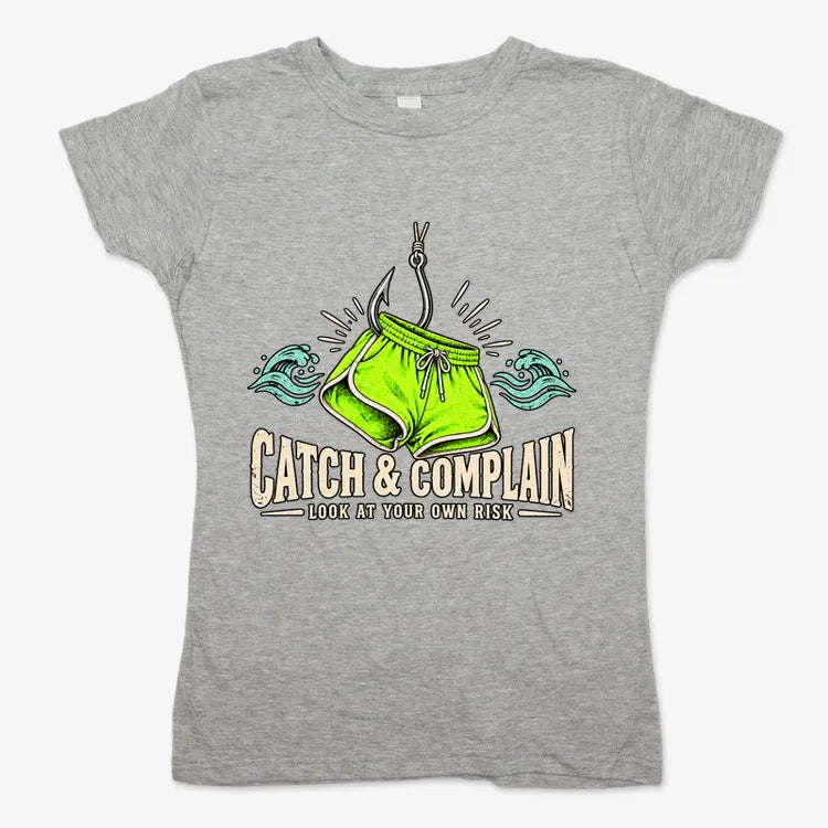 Catch & Complain Look at Your Own Risk-Women's T-Shirt-Gray Granite