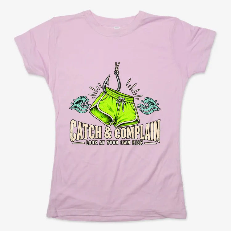 Catch & Complain Look at Your Own Risk-Women's T-Shirt-Soft Pink