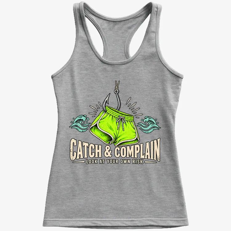 Catch & Complain Look at Your Own Risk-Women's Tank Top-Gray Granite