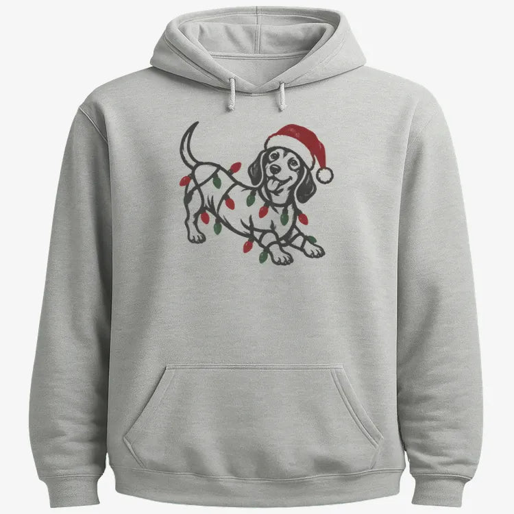 Christmas Dachshund-Hoodie-Gray Heather