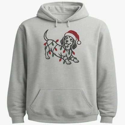 Christmas Dachshund-Hoodie-Gray Heather