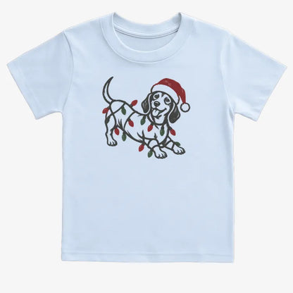 Christmas Dachshund-Kids T-Shirt-Blue