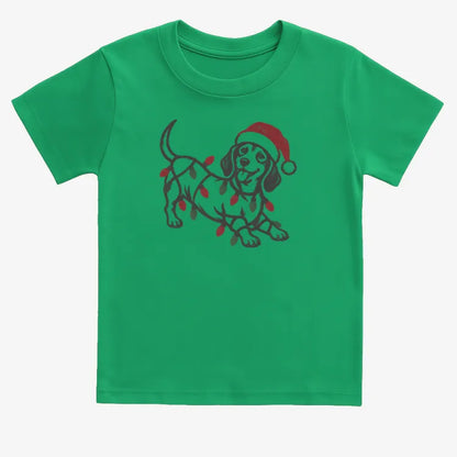 Christmas Dachshund-Kids T-Shirt-Green