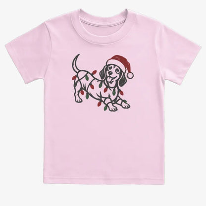 Christmas Dachshund-Kids T-Shirt-Pink