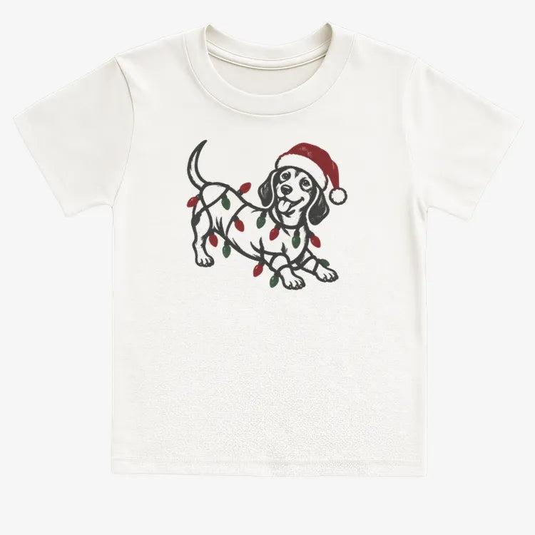 Christmas Dachshund-Kids T-Shirt-White