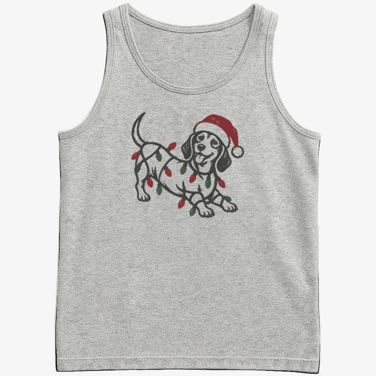 Christmas Dachshund-Men's Tank Top-Gray Heather