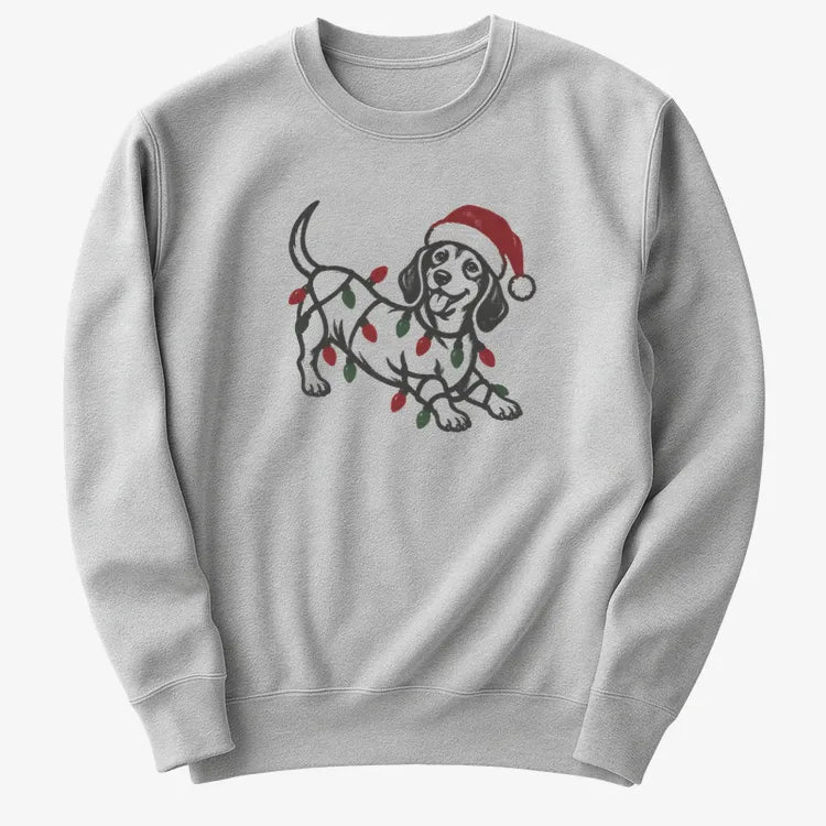 Christmas Dachshund-Sweatshirt-Gray Heather