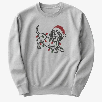 Christmas Dachshund-Sweatshirt-Gray Heather