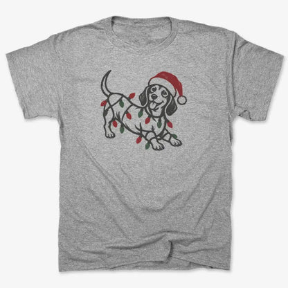 Christmas Dachshund-Unisex Heavyweight T-Shirt-Heather Gray