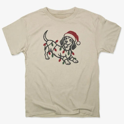 Christmas Dachshund-Unisex Heavyweight T-Shirt-Sand