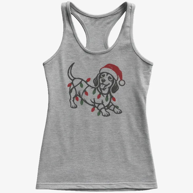 Christmas Dachshund-Women's Tank Top-Gray Granite
