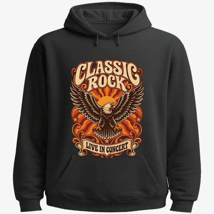 Classic Rock Revival Tee-Hoodie-Black