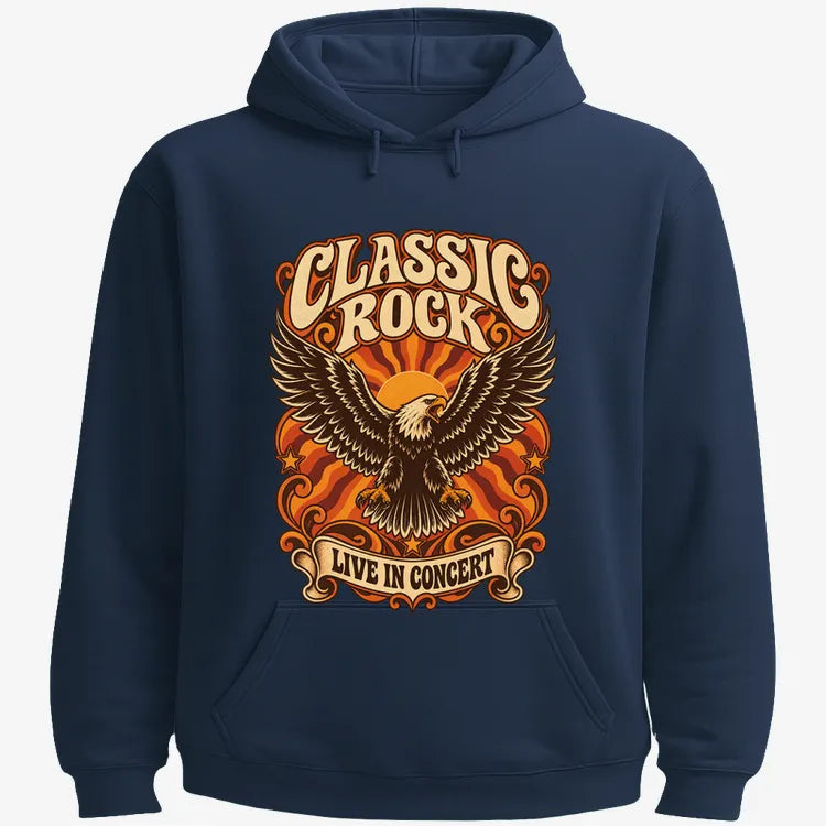 Classic Rock Revival Tee-Hoodie-Navy Blue
