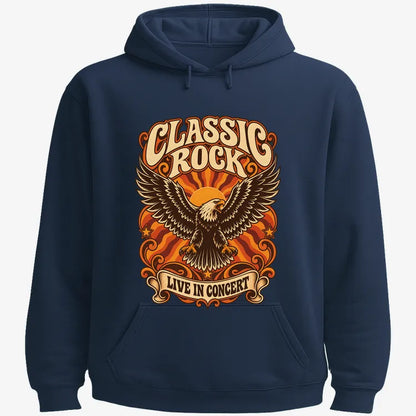Classic Rock Revival Tee-Hoodie-Navy Blue