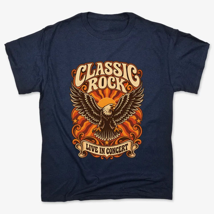 Classic Rock Revival Tee-Men's T-Shirt-Navy Blue