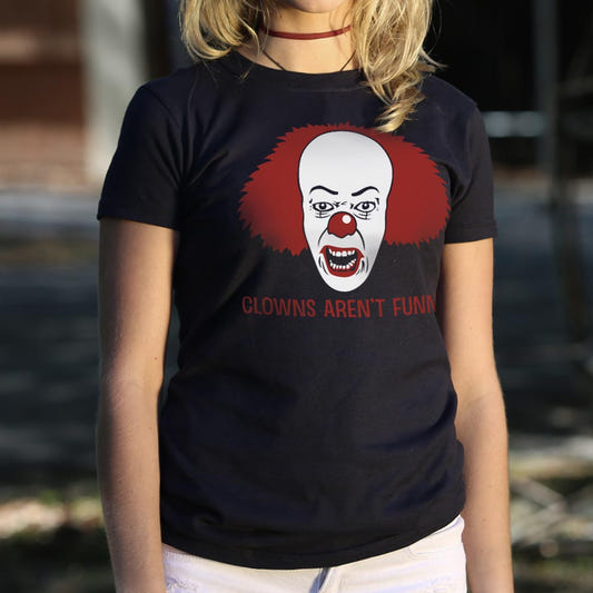 Clowns Aren't Funny Scary Horror Clown Face graphic Women's T-Shirt in Midnight