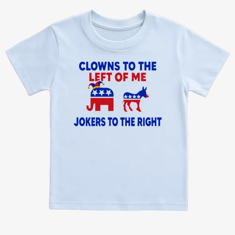 Clowns to the Left of Me Jokers to the Right-Kids T-Shirt-Blue